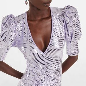 Rotate Birger Christensen Sierina Sequinned Midi Dress in Lilac Size 6